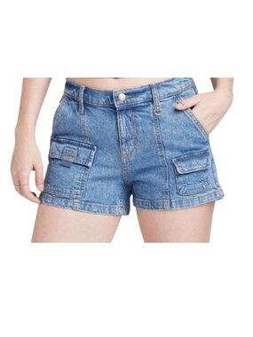 NYW Wild Fable Denim Cargo Pull On Shorts Blue Y2K Streetwear Casual Summer